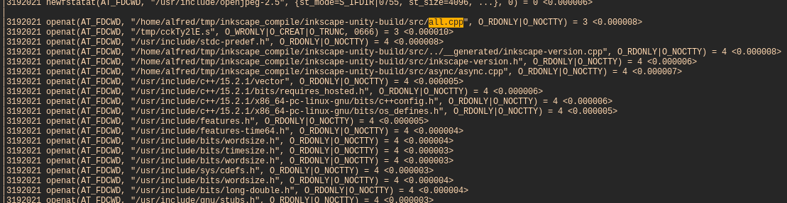 strace openat first
child