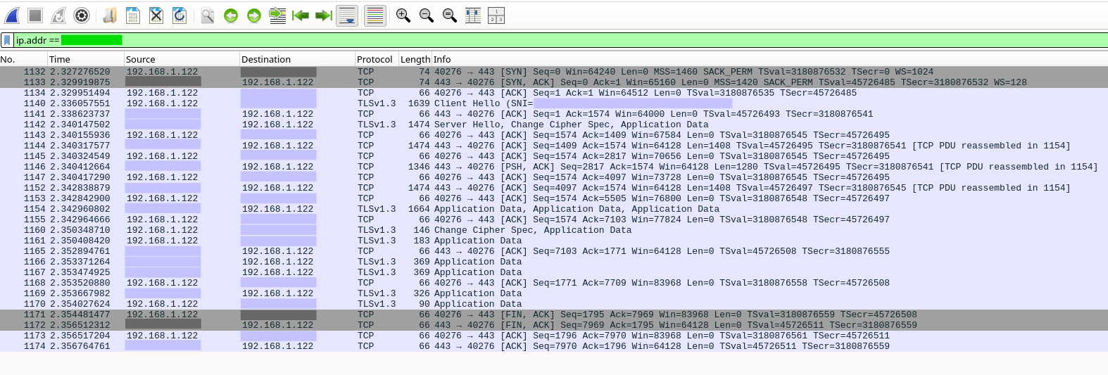 HTTPs wireshark log