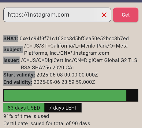 Network tool example screen